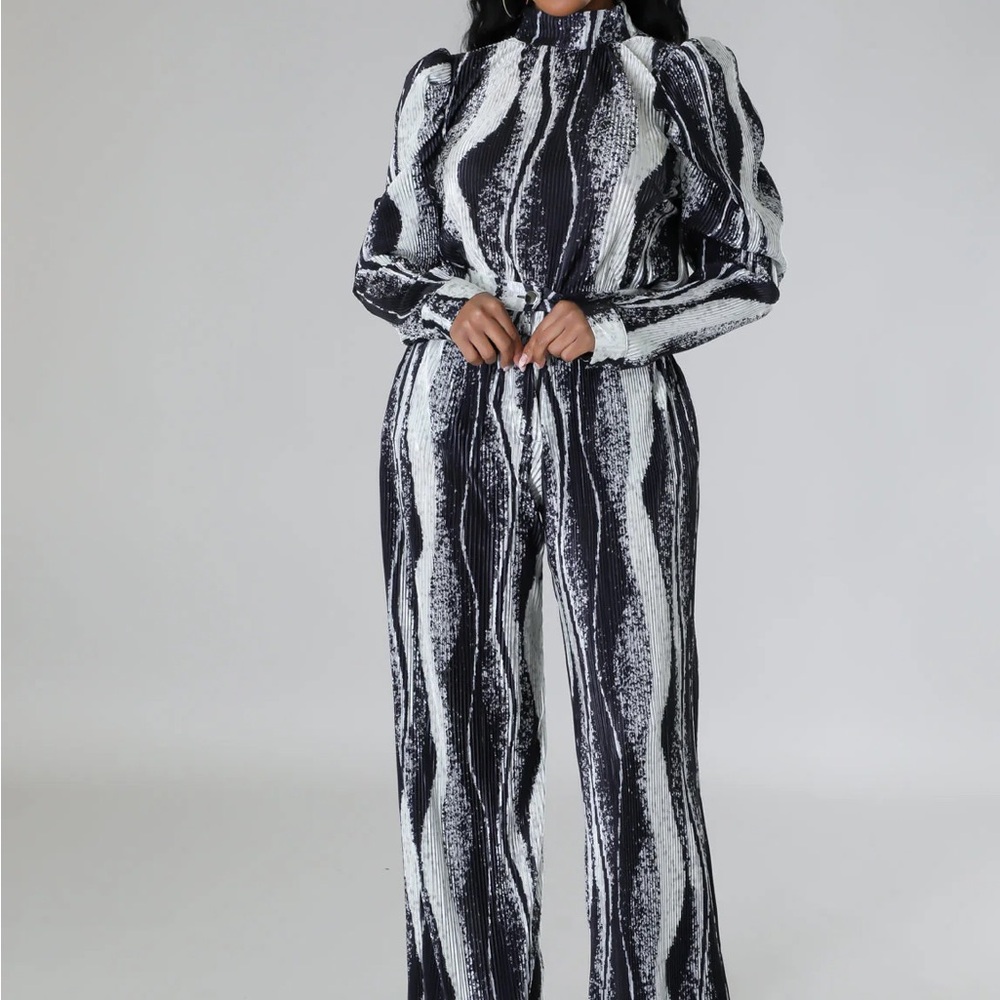 Monochrome Striped Jumpsuit